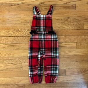 Wonder Nation Red and Green Plaid Overalls